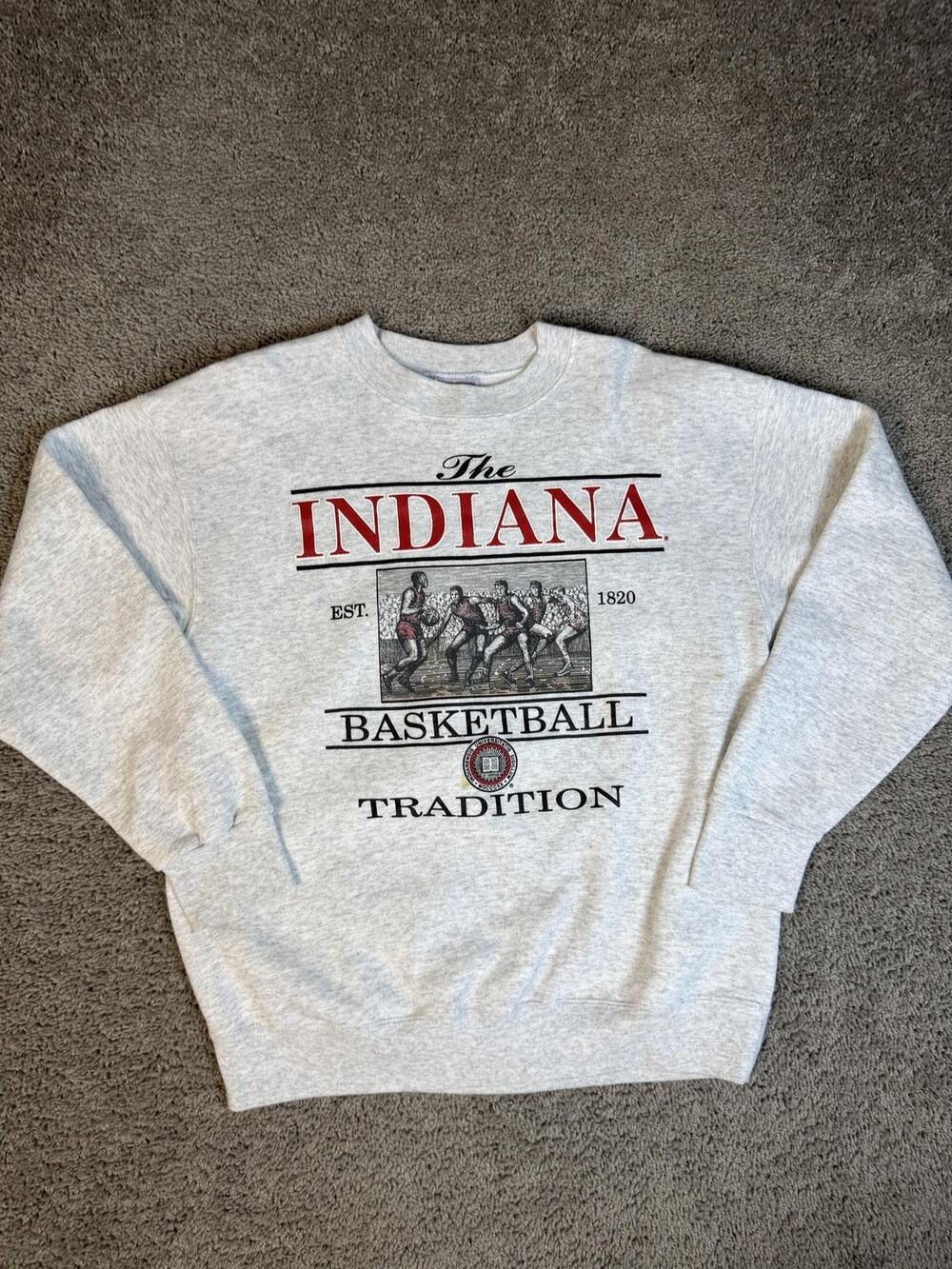 Vintage Indiana Hoosiers Sweatshirt Mens L Gray Basketball Crable Sportswear 90s